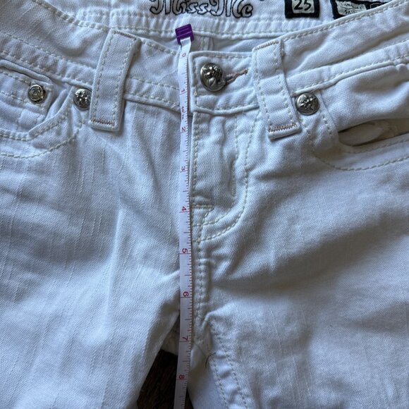 Miss Me Jeans Womens 25 White Signature Skinny Low Rise Metallic Western - Picture 9 of 9